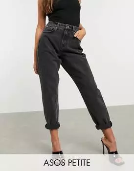 Черные выбеленные джинсы с завышенной талией ASOS DESIGN Petite
