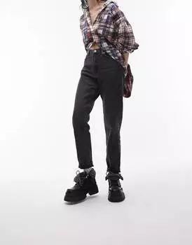 Черные выбеленные джинсы Topshop Mom