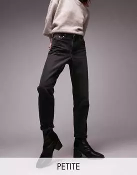 Черные выбеленные джинсы Topshop Petite Mom