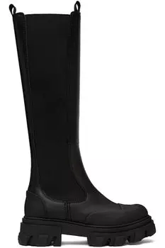 Черные высокие ботинки челси с тиснением GANNI