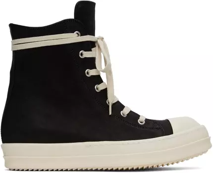 Черные высокие кеды из нубука Rick Owens