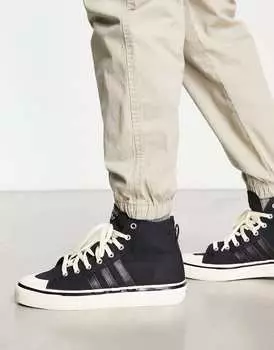 Черные высокие кроссовки adidas Originals Nizza RF 74