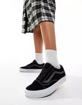 Черные замшевые кроссовки Vans Old Skool на белой подошве