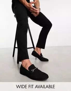 Черные замшевые лоферы с эффектом уздечки ASOS