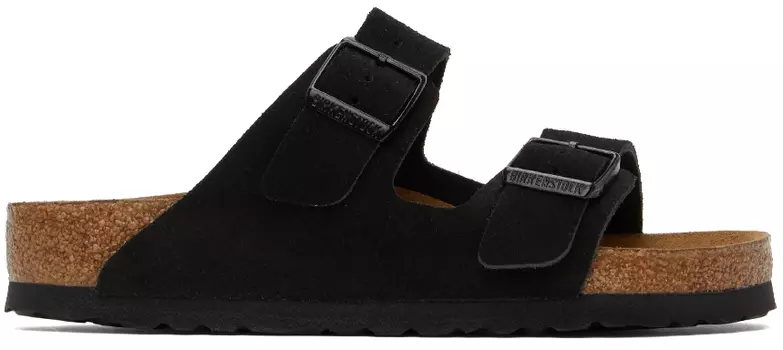 Черные замшевые сандалии Arizona с мягкой стелькой Birkenstock