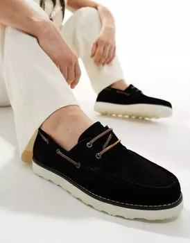 Черные замшевые туфли-лодочки на шнуровке ASOS DESIGN