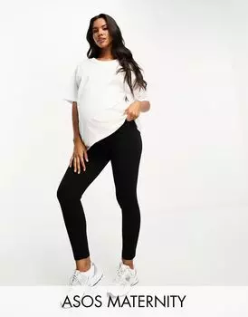 Черные зауженные брюки ASOS Maternity