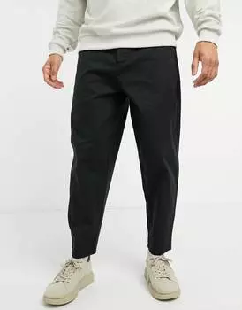 Черные зауженные брюки чинос свободного кроя ASOS DESIGN