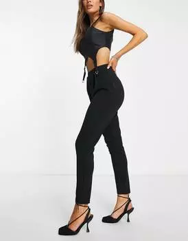 Черные зауженные брюки из джерси ASOS DESIGN