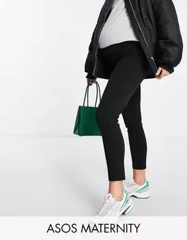 Черные зауженные брюки из джерси для беременных ASOS DESIGN Maternity
