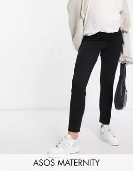 Черные зауженные брюки из джерси для беременных ASOS DESIGN Maternity