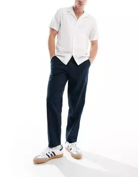 Черные зауженные брюки из хлопка и льна Ben Sherman