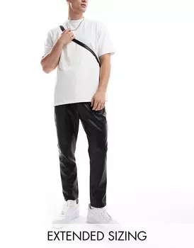 Черные зауженные брюки из искусственной кожи ASOS Design