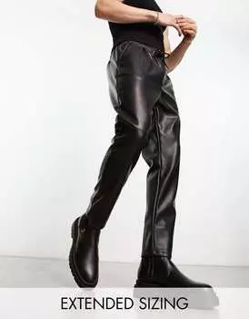 Черные зауженные брюки из искусственной кожи ASOS DESIGN