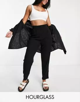 Черные зауженные брюки из мягкой льняной ткани ASOS DESIGN Hourglass Hourglass