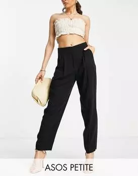 Черные зауженные брюки из мягкой льняной ткани ASOS DESIGN Petite