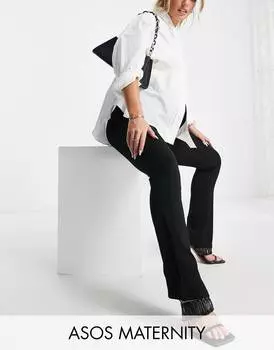 Черные зауженные брюки из трикотажа с завышенной талией ASOS DESIGN Maternity