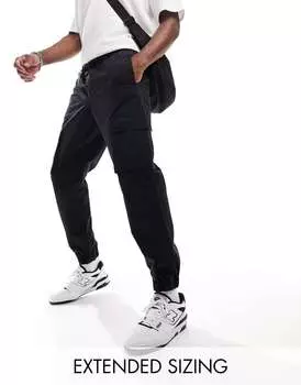 Черные зауженные брюки-карго с эластичной резинкой на талии ASOS