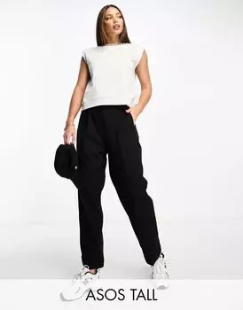 Черные зауженные брюки с закатанными штанинами ASOS DESIGN Tall