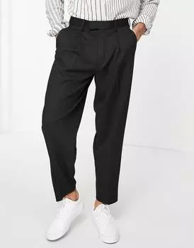 Черные зауженные брюки свободного кроя ASOS DESIGN