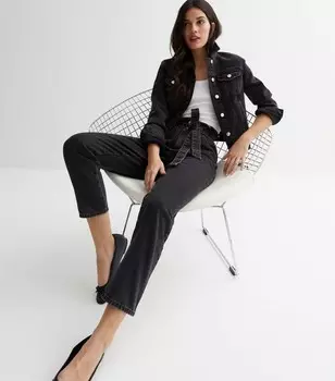 Черные зауженные джинсы Dayna с высокой талией и поясом в виде бумажного пакета New Look, черный