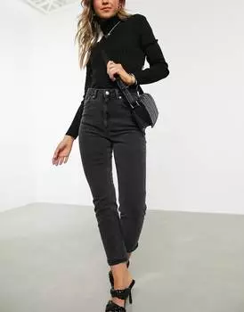 Черные зауженные джинсы mom с высокой посадкой ASOS DESIGN Farleigh