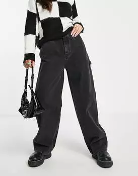 Черные зауженные джинсы со средней посадкой ASOS DESIGN