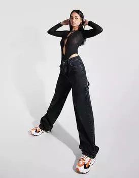 Черные зауженные джинсы со средней посадкой ASOS DESIGN, черный