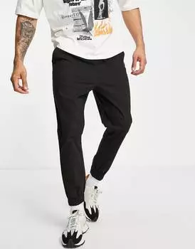 Черные зауженные джоггеры-чинос с эластичной талией ASOS DESIGN