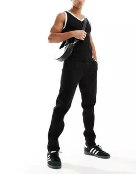 Черные зауженные укороченные брюки чиносы Jack & Jones со складками