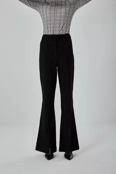 Черные жаккардовые брюки с разрезами Mizalle