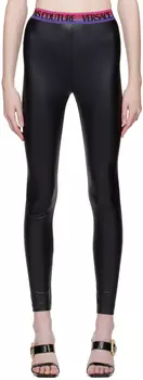 Черные жаккардовые леггинсы Versace Jeans Couture