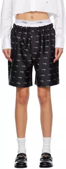 Черные жаккардовые шорты Черно-белый логотип HommeGirls