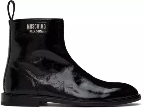 Черные жатые ботинки Moschino