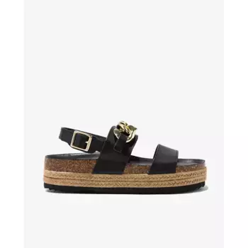 Черные женские босоножки на платформе с отделкой из золотой цепочки Break and Walk, черный