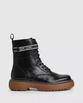 Черные женские ботинки с кружевной застежкой Pepe Jeans, черный