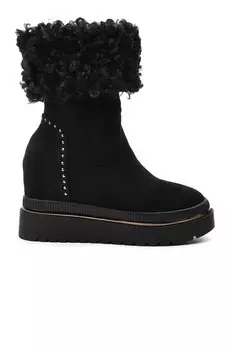 Черные женские ботинки с начесом внутри и на меху 22К154 Guja