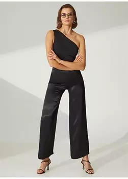 Черные женские брюки с нормальной талией и широкой посадкой Didem Soydan X Fabrika