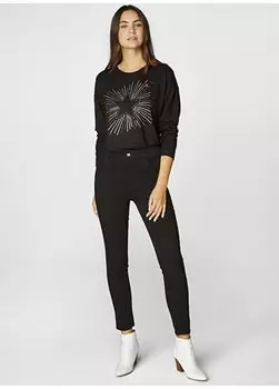 Черные женские джинсовые брюки скинни с высокой талией B00029 Faik Snmez, черный