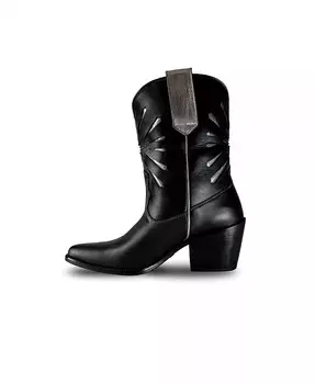 Черные женские итальянские кожаные выставочные ботинки премиум-класса в стиле вестерн BALA DI GALA, черный