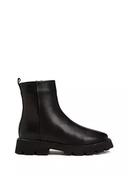 Черные женские кожаные ботинки Network