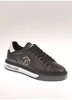 Черные женские кожаные кроссовки 20611D Roberto Cavalli, черный