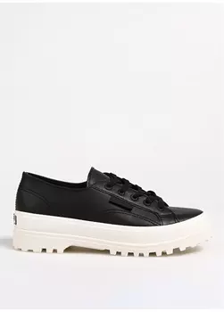 Черные женские кожаные кроссовки Superga