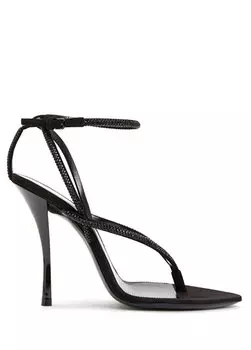 Черные женские кожаные сандалии najda с микрокамнем Saint Laurent