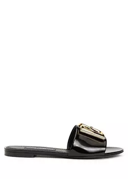 Черные женские кожаные тапочки continuative Dolce&Gabbana