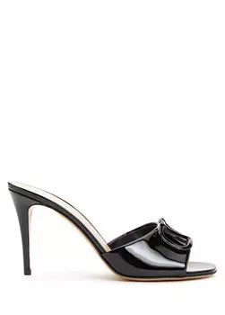 Черные женские кожаные тапочки Valentino Garavani