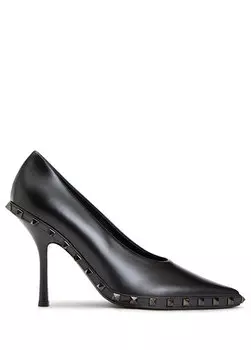 Черные женские кожаные туфли на шпильке rockstud Valentino Garavani