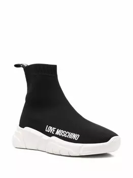 Черные женские кроссовки Sock на подошве на платформе Love Moschino, черный