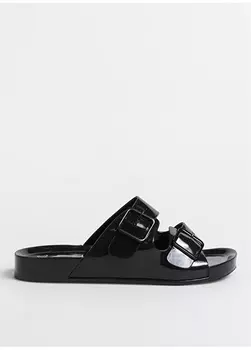 Черные женские пляжные тапочки Fabrika