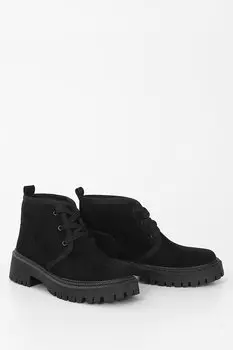 ЧЕРНЫЕ женские повседневные ботинки на шнуровке с круглым носком на каблуке 34041 GNDER(R)